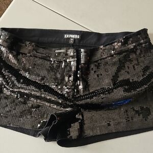 Express Women's Black Sequin High Waist Shorts